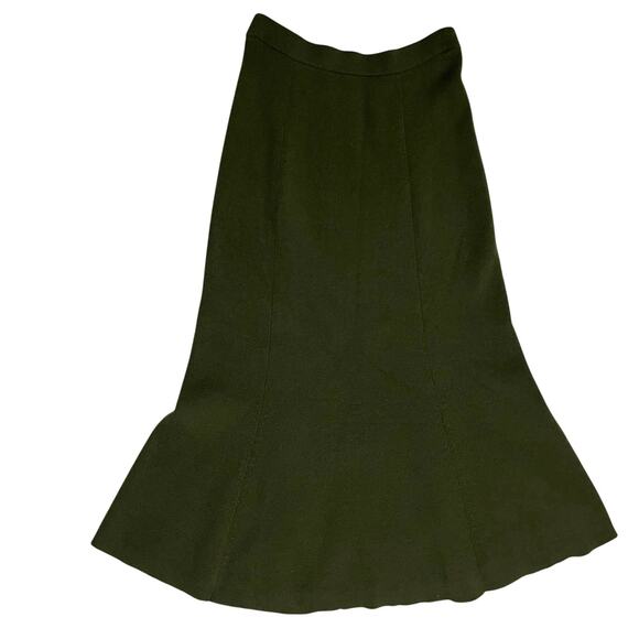 Joseph 100% Soft Wool Skirt Midi Fit N Flare Green Dark Minimal Designer Size M - Picture 2 of 7